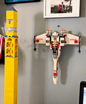 James's Legos hanging on the wall